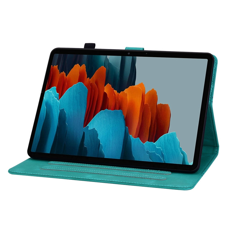 For Samsung Galaxy Tab S7 FE/S8+/S7+ Lily Embossed Leather Tablet Case(Green) by bashfashion