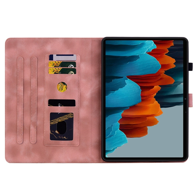 For Samsung Galaxy Tab S7 FE/S8+/S7+ Lily Embossed Leather Tablet Case(Pink) by bashfashion