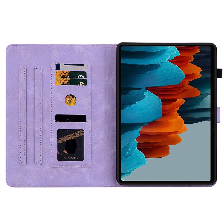 For Samsung Galaxy Tab S7 FE/S8+/S7+ Lily Embossed Leather Tablet Case(Purple) by bashfashion