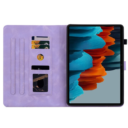 For Samsung Galaxy Tab S7 FE/S8+/S7+ Lily Embossed Leather Tablet Case(Purple) by bashfashion