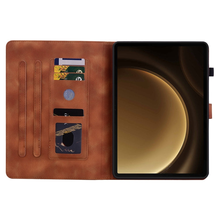 For Samsung Galaxy Tab S9+ / S9 FE+ Lily Embossed Leather Tablet Case(Brown) by bashfashion