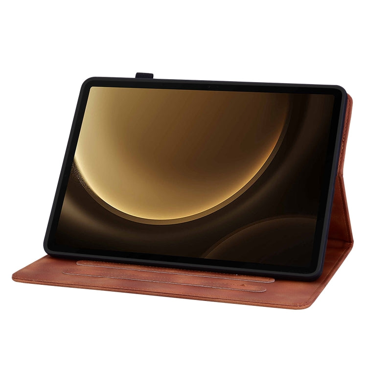 For Samsung Galaxy Tab S9+ / S9 FE+ Lily Embossed Leather Tablet Case(Brown) by bashfashion