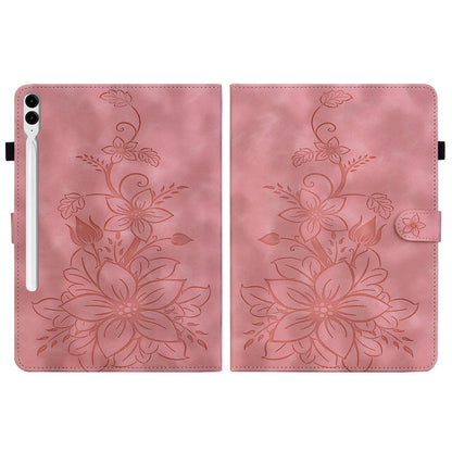 For Samsung Galaxy Tab S9+ / S9 FE+ Lily Embossed Leather Tablet Case(Pink) by bashfashion