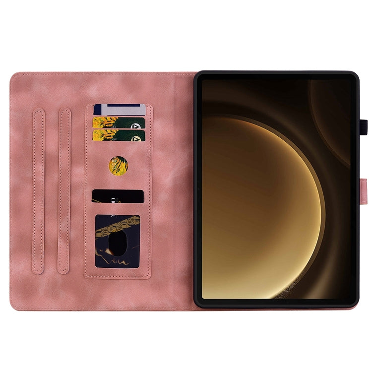 For Samsung Galaxy Tab S9+ / S9 FE+ Lily Embossed Leather Tablet Case(Pink) by bashfashion