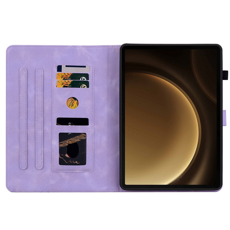 For Samsung Galaxy Tab S9+ / S9 FE+ Lily Embossed Leather Tablet Case(Purple) by bashfashion