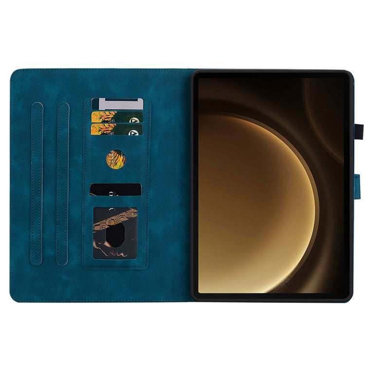 For Samsung Galaxy Tab S9+ / S9 FE+ Lily Embossed Leather Tablet Case(Dark Blue) by bashfashion