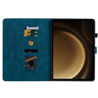 For Samsung Galaxy Tab S9+ / S9 FE+ Lily Embossed Leather Tablet Case(Dark Blue) by bashfashion