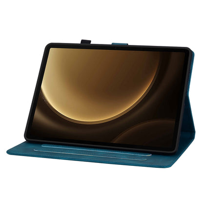 For Samsung Galaxy Tab S9+ / S9 FE+ Lily Embossed Leather Tablet Case(Dark Blue) by bashfashion