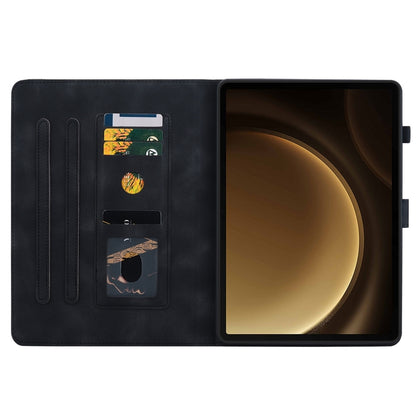 For Samsung Galaxy Tab S9+ / S9 FE+ Lily Embossed Leather Tablet Case(Black) by bashfashion