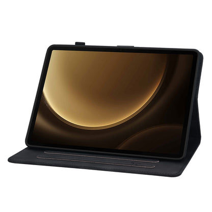 For Samsung Galaxy Tab S9+ / S9 FE+ Lily Embossed Leather Tablet Case(Black) by bashfashion