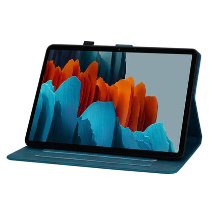 For Samsung Galaxy Tab S7 / S8 Lily Embossed Leather Tablet Case(Dark Blue) by bashfashion