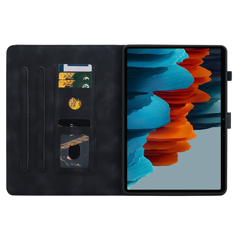 For Samsung Galaxy Tab S7 / S8 Lily Embossed Leather Tablet Case(Black) by bashfashion