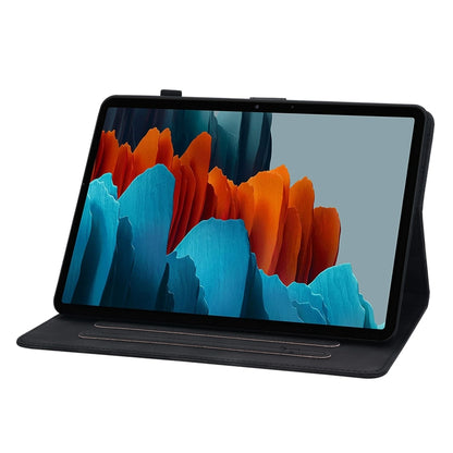 For Samsung Galaxy Tab S7 / S8 Lily Embossed Leather Tablet Case(Black) by bashfashion