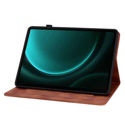 For Samsung Galaxy Tab S9 / S9 FE Lily Embossed Leather Tablet Case(Brown) by bashfashion
