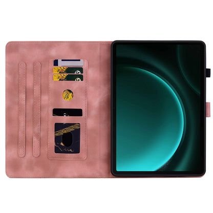 For Samsung Galaxy Tab S9 / S9 FE Lily Embossed Leather Tablet Case(Pink) by bashfashion