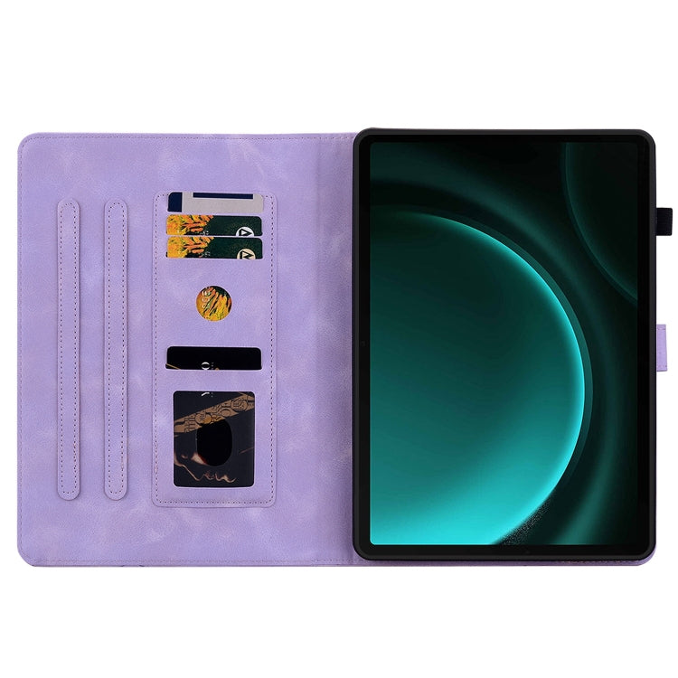 For Samsung Galaxy Tab S9 / S9 FE Lily Embossed Leather Tablet Case(Purple) by bashfashion