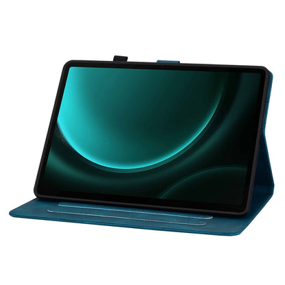 For Samsung Galaxy Tab S9 / S9 FE Lily Embossed Leather Tablet Case(Dark Blue) by bashfashion
