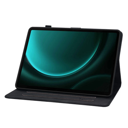 For Samsung Galaxy Tab S9 / S9 FE Lily Embossed Leather Tablet Case(Black) by bashfashion