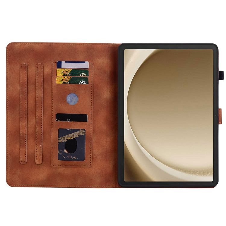 For Samsung Galaxy Tab A11+ / A9+ Lily Embossed Leather Tablet Case(Brown) by bashfashion