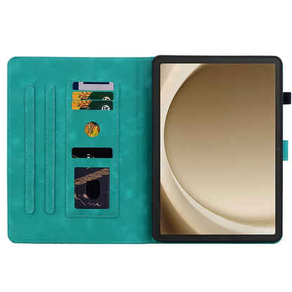 For Samsung Galaxy Tab A11+ / A9+ Lily Embossed Leather Tablet Case(Green) by bashfashion