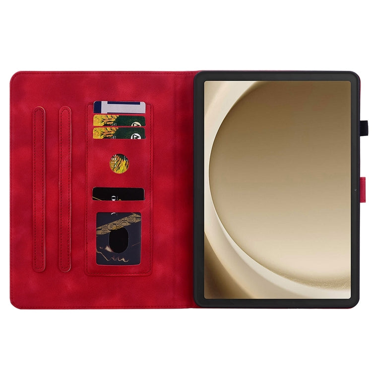 For Samsung Galaxy Tab A11+ / A9+ Lily Embossed Leather Tablet Case(Red) by bashfashion