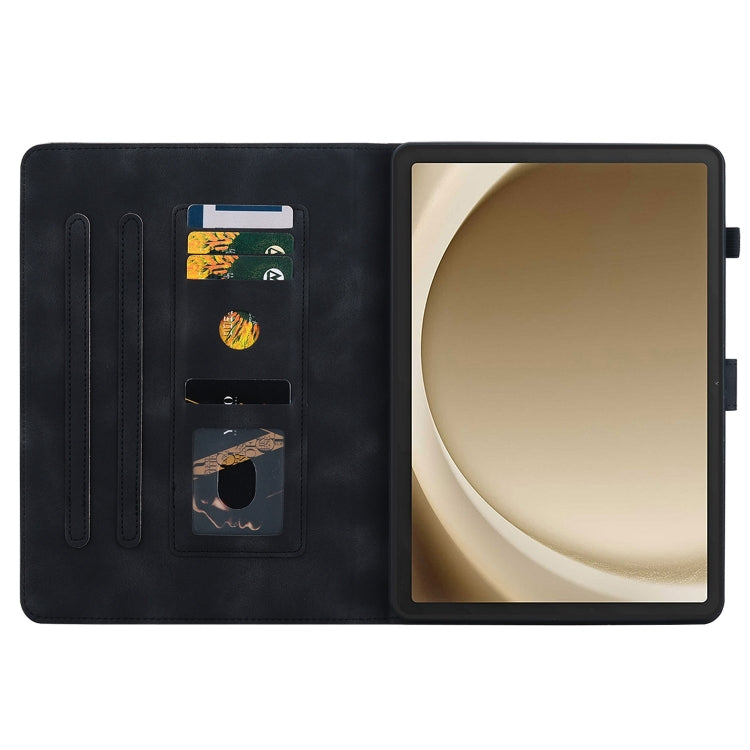 For Samsung Galaxy Tab A11+ / A9+ Lily Embossed Leather Tablet Case(Black) by bashfashion