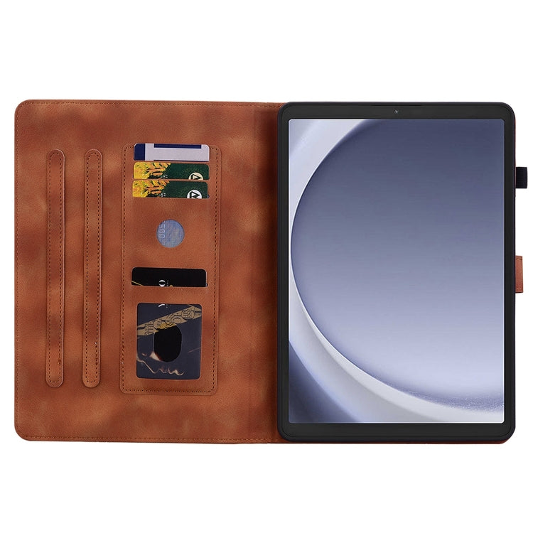 For Samsung Galaxy Tab A11 / A9 Lily Embossed Leather Tablet Case(Brown) by bashfashion