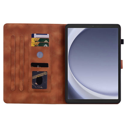 For Samsung Galaxy Tab A11 / A9 Lily Embossed Leather Tablet Case(Brown) by bashfashion