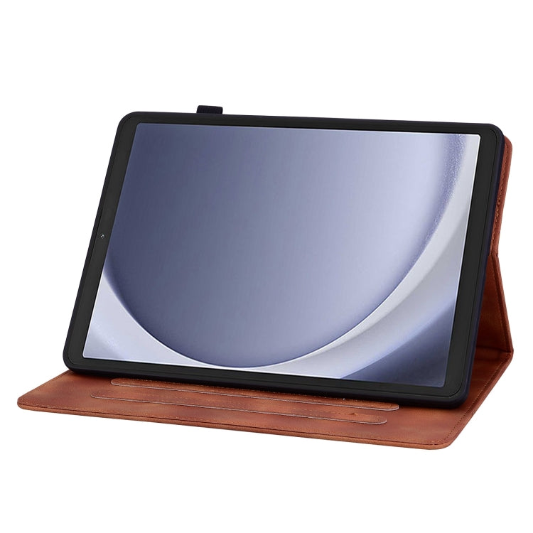 For Samsung Galaxy Tab A11 / A9 Lily Embossed Leather Tablet Case(Brown) by bashfashion