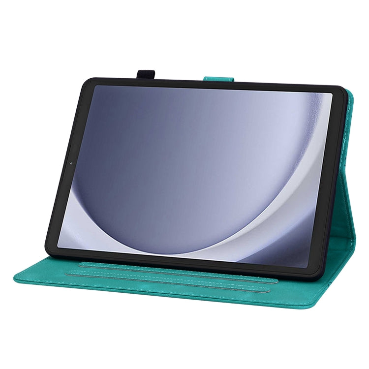 For Samsung Galaxy Tab A11 / A9 Lily Embossed Leather Tablet Case(Green) by bashfashion