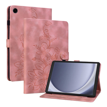 For Samsung Galaxy Tab A11 / A9 Lily Embossed Leather Tablet Case(Pink) by bashfashion