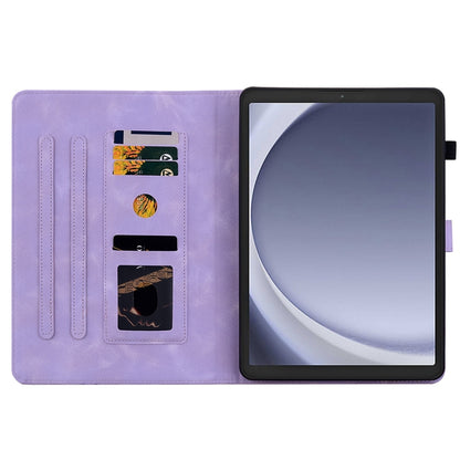 For Samsung Galaxy Tab A11 / A9 Lily Embossed Leather Tablet Case(Purple) by bashfashion