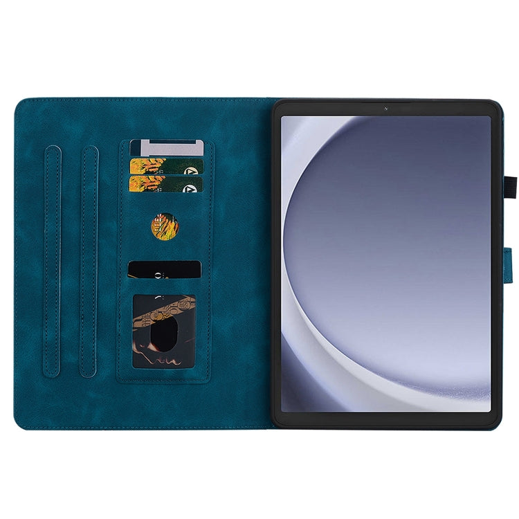 For Samsung Galaxy Tab A11 / A9 Lily Embossed Leather Tablet Case(Dark Blue) by bashfashion