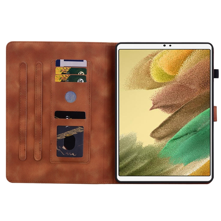 For Samsung Galaxy Tab A7 Lite 8.7 Lily Embossed Leather Tablet Case(Brown) by bashfashion