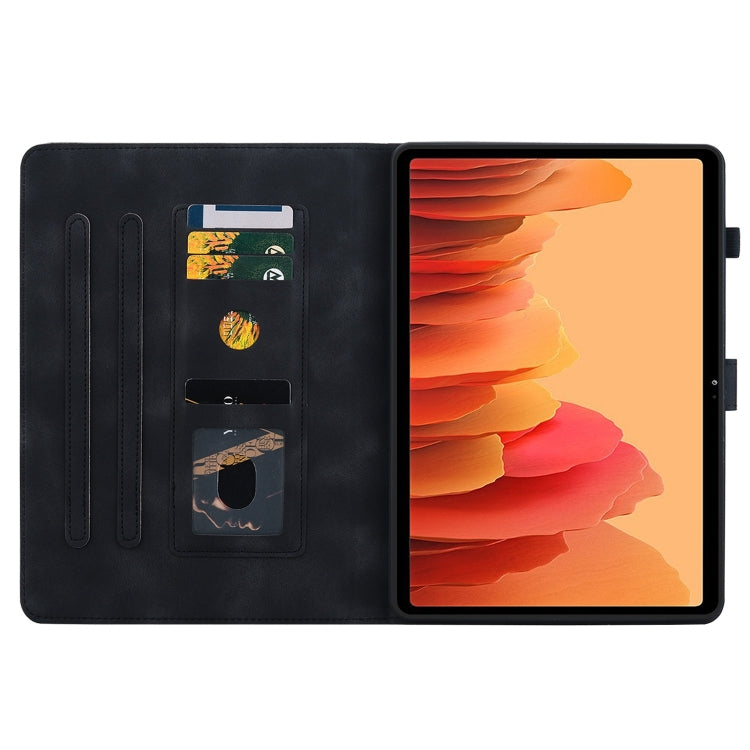 For Samsung Galaxy Tab A7 Lite 8.7 Lily Embossed Leather Tablet Case(Black) by bashfashion