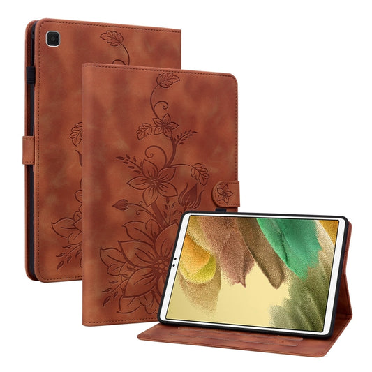 For Samsung Galaxy Tab S5e T720 Lily Embossed Leather Tablet Case(Brown) by bashfashion