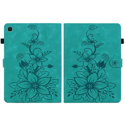 For Samsung Galaxy Tab S5e T720 Lily Embossed Leather Tablet Case(Green) by bashfashion