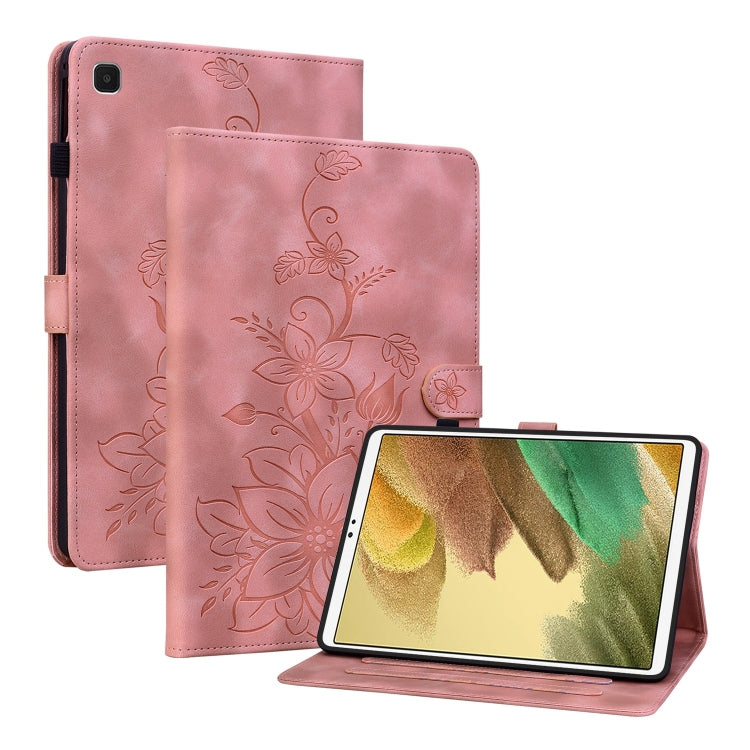 For Samsung Galaxy Tab S5e T720 Lily Embossed Leather Tablet Case(Pink) by bashfashion