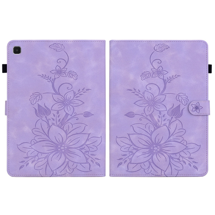 For Samsung Galaxy Tab S5e T720 Lily Embossed Leather Tablet Case(Purple) by bashfashion