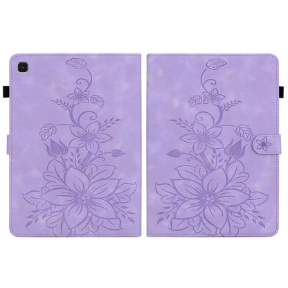 For Samsung Galaxy Tab S5e T720 Lily Embossed Leather Tablet Case(Purple) by bashfashion