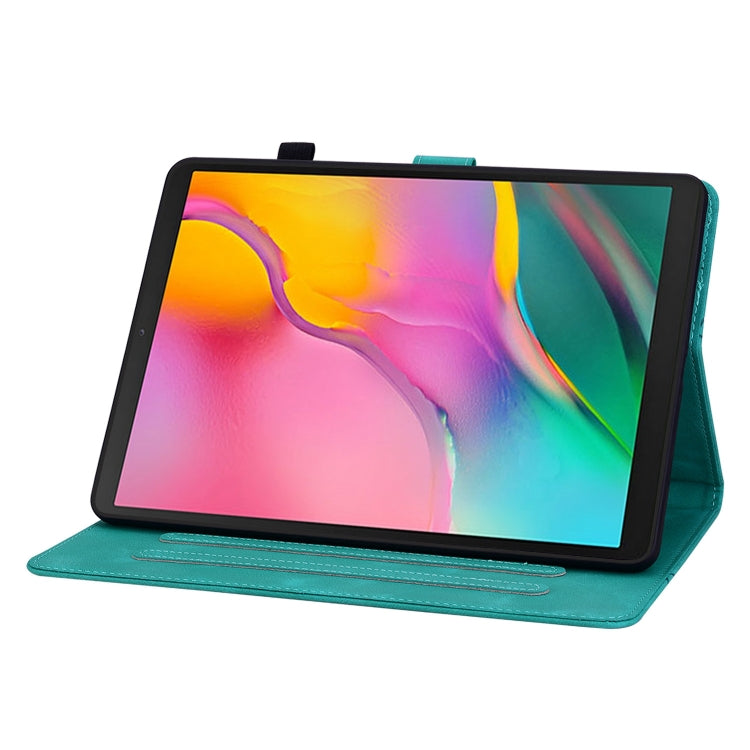 For Samsung Galaxy Tab A 10.1 2019 Lily Embossed Leather Tablet Case(Green) by bashfashion