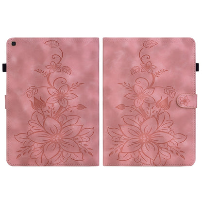 For Samsung Galaxy Tab A 10.1 2019 Lily Embossed Leather Tablet Case(Pink) by bashfashion