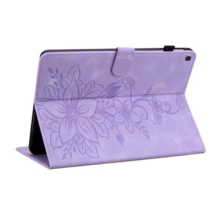 For Samsung Galaxy Tab A 10.1 2019 Lily Embossed Leather Tablet Case(Purple) by bashfashion