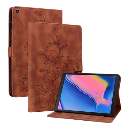 For Samsung Galaxy Tab A 8.0 2019 Lily Embossed Leather Tablet Case(Brown) by bashfashion