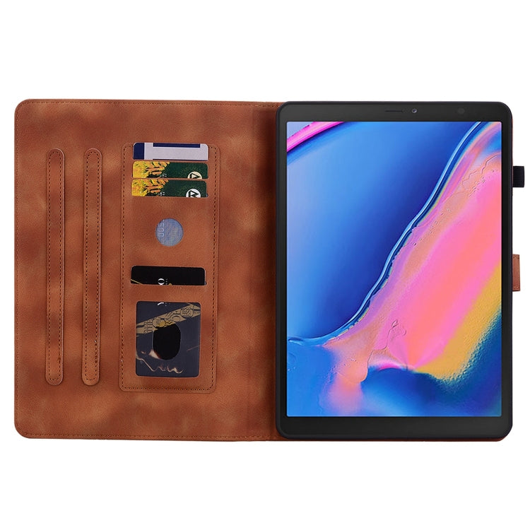 For Samsung Galaxy Tab A 8.0 2019 Lily Embossed Leather Tablet Case(Brown) by bashfashion