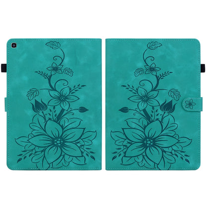 For Samsung Galaxy Tab A 8.0 2019 Lily Embossed Leather Tablet Case(Green) by bashfashion
