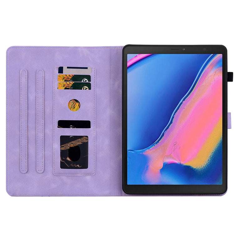 For Samsung Galaxy Tab A 8.0 2019 Lily Embossed Leather Tablet Case(Purple) by bashfashion