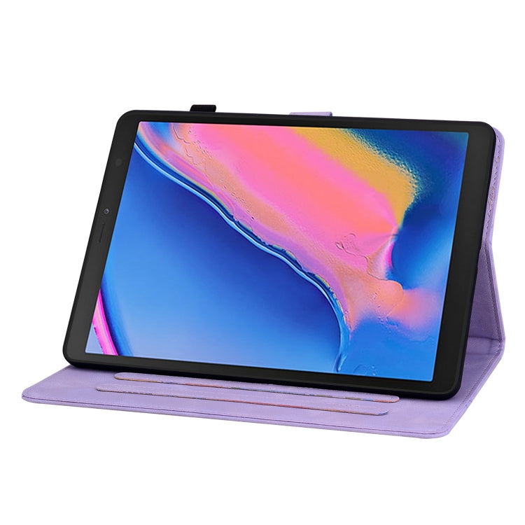 For Samsung Galaxy Tab A 8.0 2019 Lily Embossed Leather Tablet Case(Purple) by bashfashion