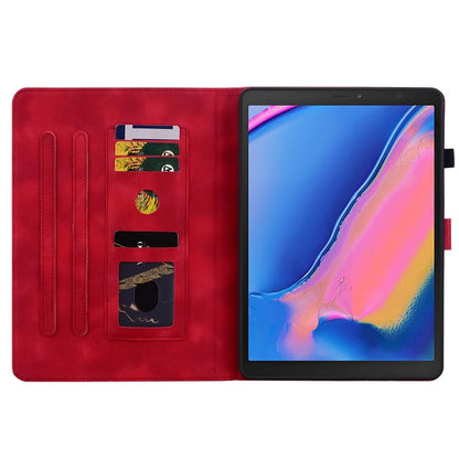 For Samsung Galaxy Tab A 8.0 2019 Lily Embossed Leather Tablet Case(Red) by bashfashion