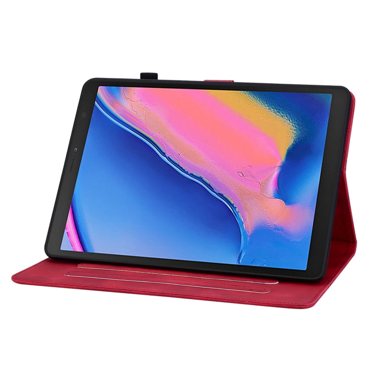 For Samsung Galaxy Tab A 8.0 2019 Lily Embossed Leather Tablet Case(Red) by bashfashion